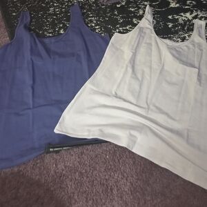 Women’s Sleeveless Tank Top - Blue and Light Gray/nude